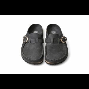 Birkenstock Charcoal Clogs with Brass Buckle